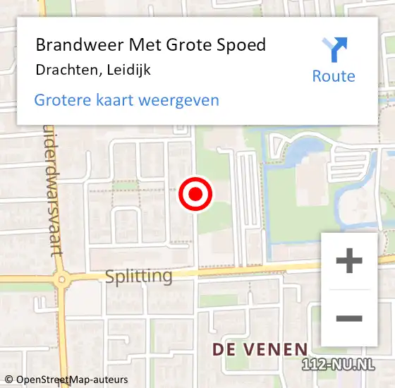 Locatie op kaart van de 112 melding: Brandweer Met Grote Spoed Naar Drachten, Leidijk op 27 november 2018 14:22