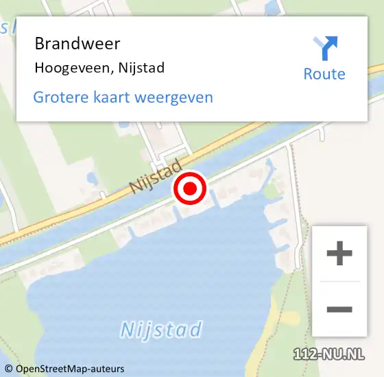 Locatie op kaart van de 112 melding: Brandweer Hoogeveen, Nijstad op 27 november 2018 15:08