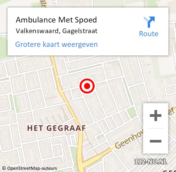 Locatie op kaart van de 112 melding: Ambulance Met Spoed Naar Valkenswaard, Gagelstraat op 27 november 2018 15:19