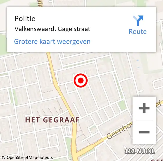 Locatie op kaart van de 112 melding: Politie Valkenswaard, Gagelstraat op 27 november 2018 15:21