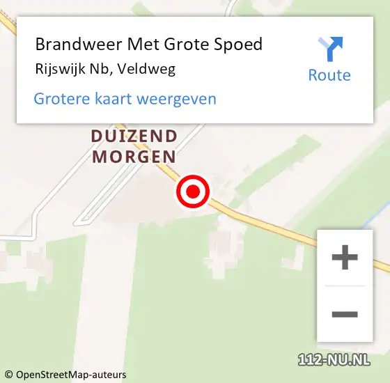 Locatie op kaart van de 112 melding: Brandweer Met Grote Spoed Naar Rijswijk Nb, Veldweg op 27 november 2018 15:22