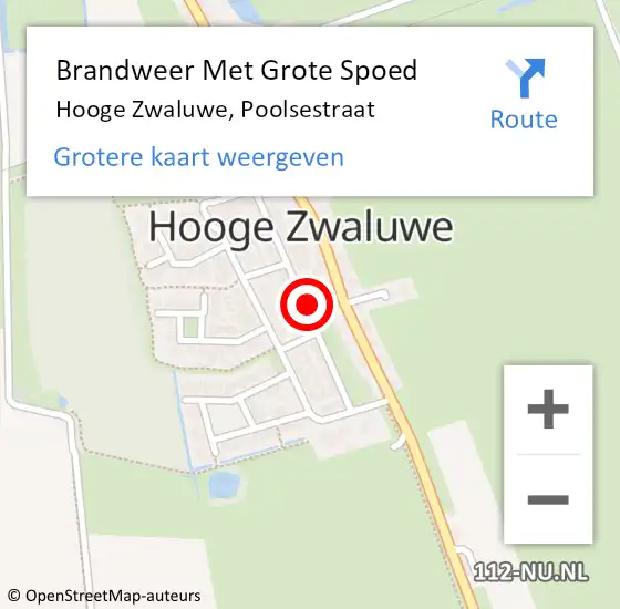 Locatie op kaart van de 112 melding: Brandweer Met Grote Spoed Naar Hooge Zwaluwe, Poolsestraat op 27 november 2018 15:52