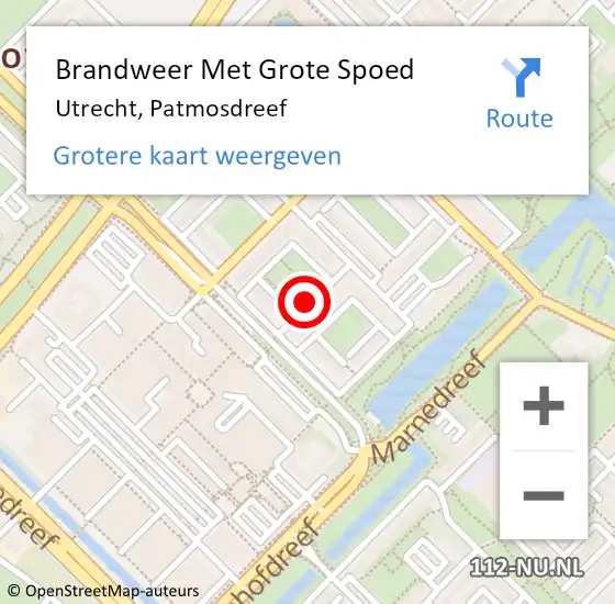 Locatie op kaart van de 112 melding: Brandweer Met Grote Spoed Naar Utrecht, Patmosdreef op 27 november 2018 16:01