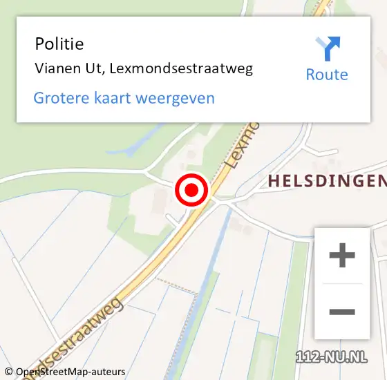 Locatie op kaart van de 112 melding: Politie Vianen Ut, Lexmondsestraatweg op 27 november 2018 16:04