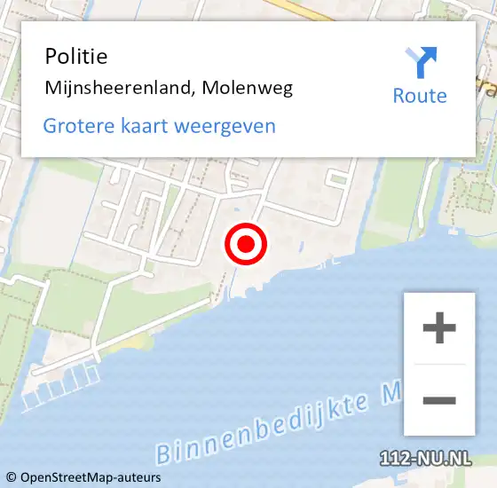 Locatie op kaart van de 112 melding: Politie Mijnsheerenland, Molenweg op 27 november 2018 16:13