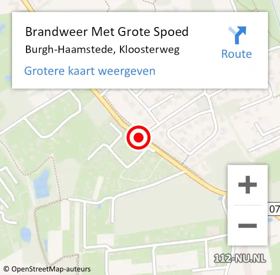 Locatie op kaart van de 112 melding: Brandweer Met Grote Spoed Naar Burgh-Haamstede, Kloosterweg op 27 november 2018 16:18