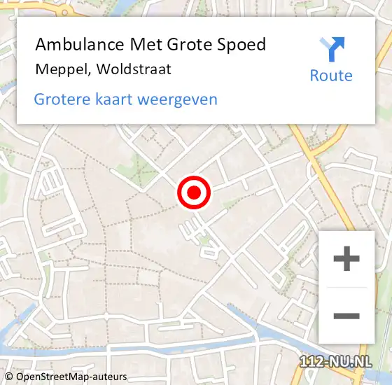 Locatie op kaart van de 112 melding: Ambulance Met Grote Spoed Naar Meppel, Woldstraat op 27 november 2018 16:20