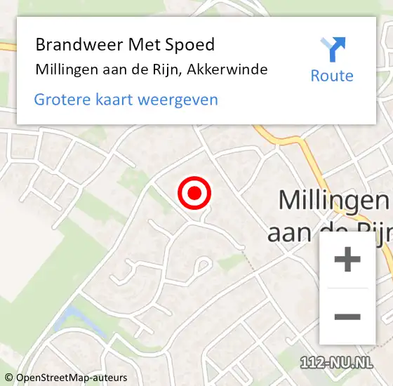 Locatie op kaart van de 112 melding: Brandweer Met Spoed Naar Millingen aan de Rijn, Akkerwinde op 27 november 2018 16:33