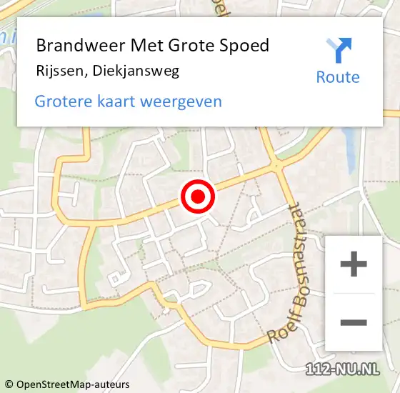 Locatie op kaart van de 112 melding: Brandweer Met Grote Spoed Naar Rijssen, Diekjansweg op 27 november 2018 17:30