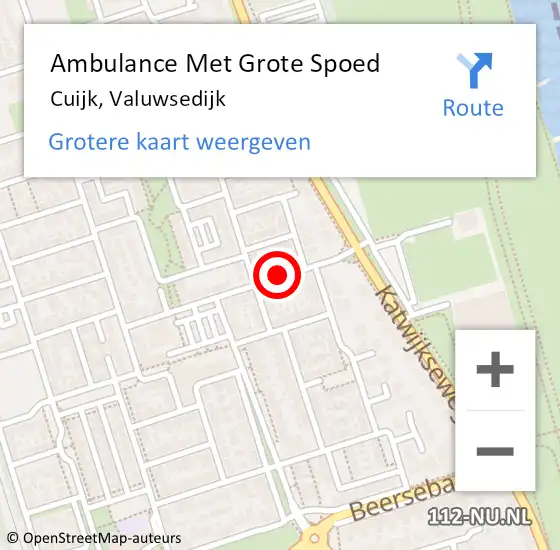 Locatie op kaart van de 112 melding: Ambulance Met Grote Spoed Naar Cuijk, Valuwsedijk op 27 november 2018 18:05