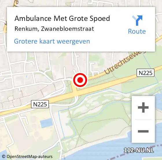 Locatie op kaart van de 112 melding: Ambulance Met Grote Spoed Naar Renkum, Zwanebloemstraat op 27 november 2018 18:23