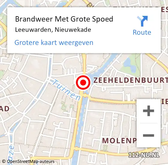 Locatie op kaart van de 112 melding: Brandweer Met Grote Spoed Naar Leeuwarden, Nieuwekade op 15 maart 2014 23:08