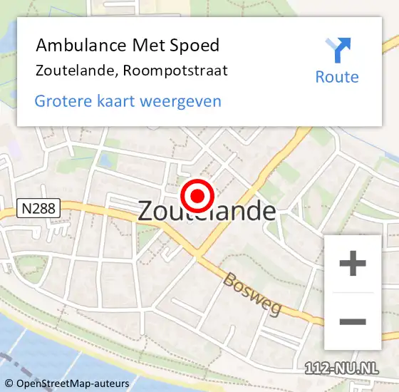 Locatie op kaart van de 112 melding: Ambulance Met Spoed Naar Zoutelande, Roompotstraat op 28 november 2018 01:27