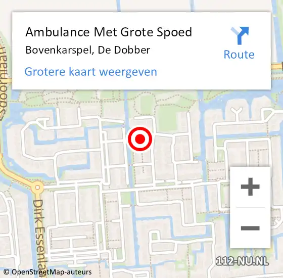 Locatie op kaart van de 112 melding: Ambulance Met Grote Spoed Naar Bovenkarspel, De Dobber op 28 november 2018 02:16