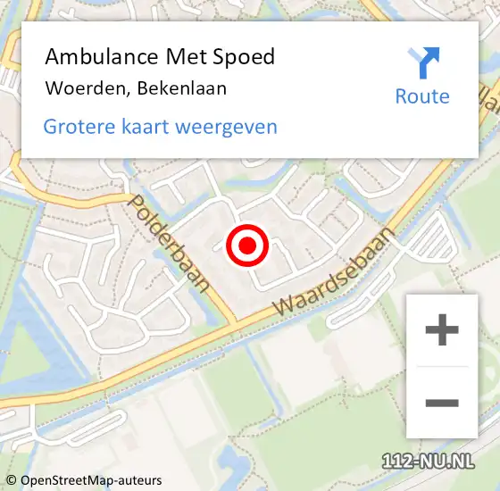 Locatie op kaart van de 112 melding: Ambulance Met Spoed Naar Woerden, Bekenlaan op 15 maart 2014 23:53