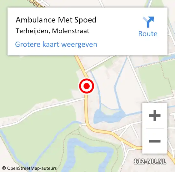 Locatie op kaart van de 112 melding: Ambulance Met Spoed Naar Terheijden, Molenstraat op 28 november 2018 06:08