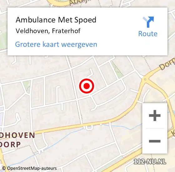 Locatie op kaart van de 112 melding: Ambulance Met Spoed Naar Veldhoven, Fraterhof op 28 november 2018 08:30