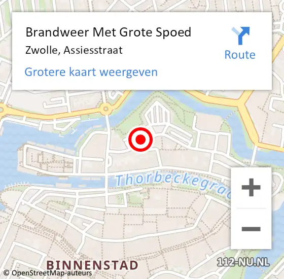 Locatie op kaart van de 112 melding: Brandweer Met Grote Spoed Naar Zwolle, Assiesstraat op 28 november 2018 08:41