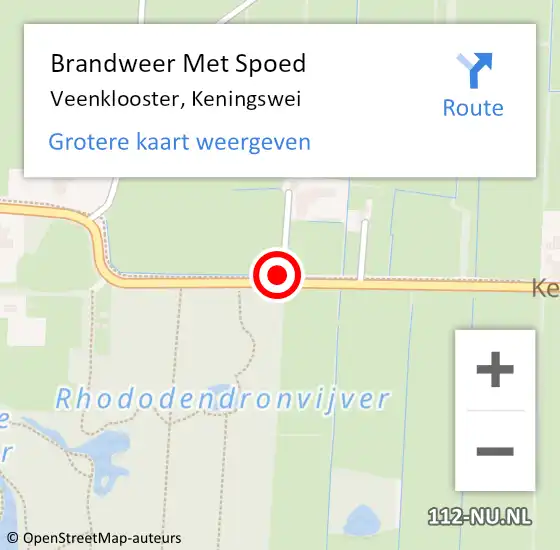 Locatie op kaart van de 112 melding: Brandweer Met Spoed Naar Veenklooster, Keningswei op 28 november 2018 09:01