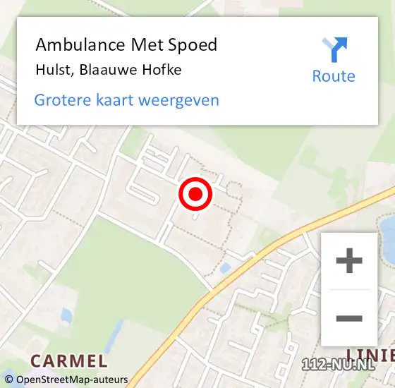 Locatie op kaart van de 112 melding: Ambulance Met Spoed Naar Hulst, Blaauwe Hofke op 28 november 2018 11:31