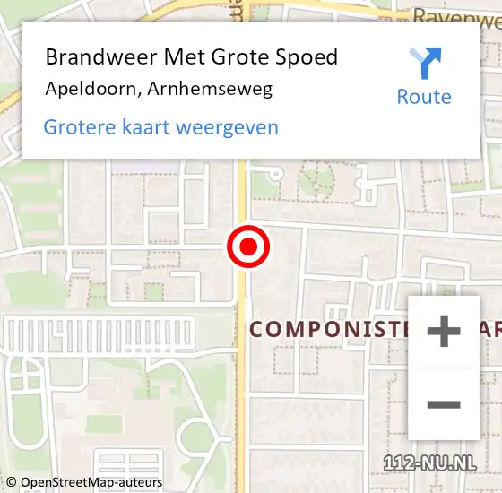 Locatie op kaart van de 112 melding: Brandweer Met Grote Spoed Naar Apeldoorn, Arnhemseweg op 28 november 2018 11:49