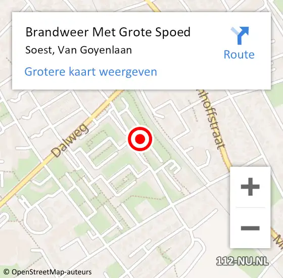 Locatie op kaart van de 112 melding: Brandweer Met Grote Spoed Naar Soest, Van Goyenlaan op 28 november 2018 13:14