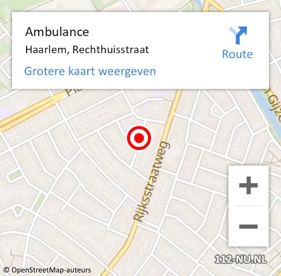 Locatie op kaart van de 112 melding: Ambulance Haarlem, Rechthuisstraat op 28 november 2018 13:29