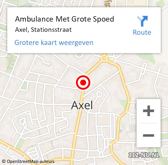 Locatie op kaart van de 112 melding: Ambulance Met Grote Spoed Naar Axel, Stationsstraat op 28 november 2018 13:53