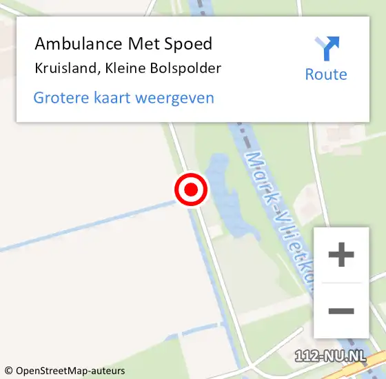 Locatie op kaart van de 112 melding: Ambulance Met Spoed Naar Kruisland, Kleine Bolspolder op 28 november 2018 13:54