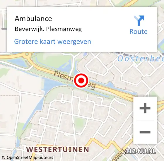 Locatie op kaart van de 112 melding: Ambulance Beverwijk, Plesmanweg op 28 november 2018 13:55