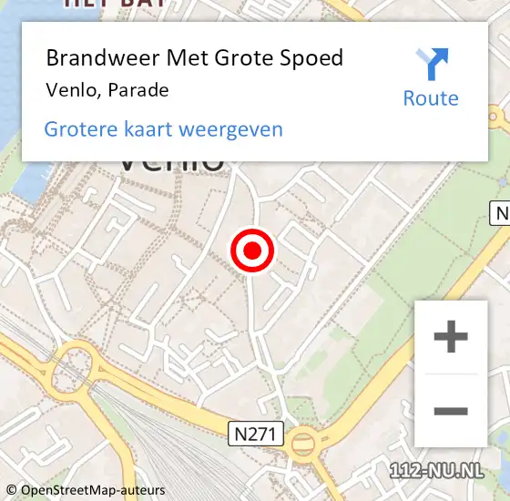 Locatie op kaart van de 112 melding: Brandweer Met Grote Spoed Naar Venlo, Parade op 28 november 2018 14:00