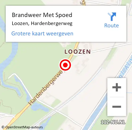 Locatie op kaart van de 112 melding: Brandweer Met Spoed Naar Loozen, Hardenbergerweg op 28 november 2018 14:34