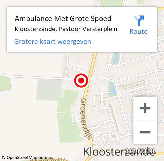 Locatie op kaart van de 112 melding: Ambulance Met Grote Spoed Naar Kloosterzande, Pastoor Versterplein op 28 november 2018 15:33