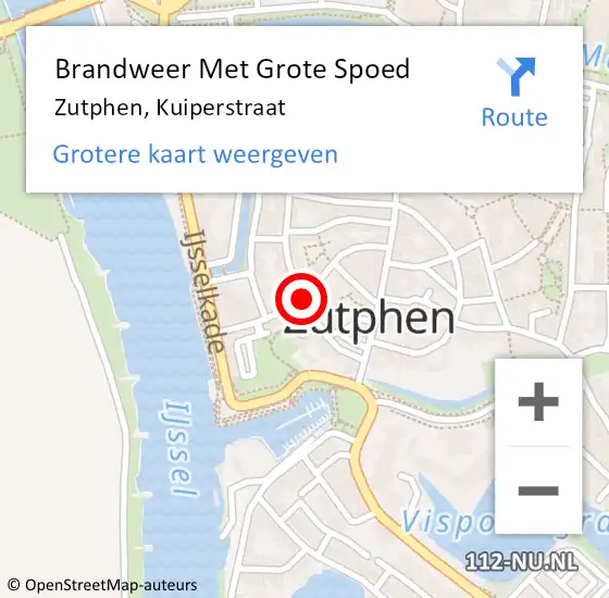 Locatie op kaart van de 112 melding: Brandweer Met Grote Spoed Naar Zutphen, Kuiperstraat op 28 november 2018 16:18