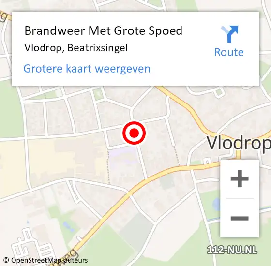 Locatie op kaart van de 112 melding: Brandweer Met Grote Spoed Naar Vlodrop, Beatrixsingel op 28 november 2018 17:10