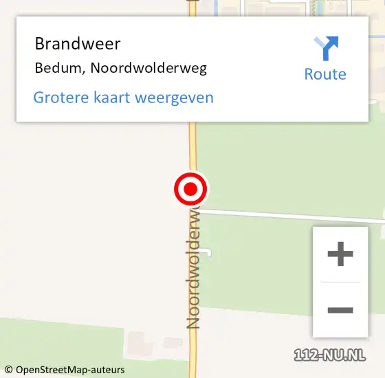 Locatie op kaart van de 112 melding: Brandweer Bedum, Noordwolderweg op 28 november 2018 19:15