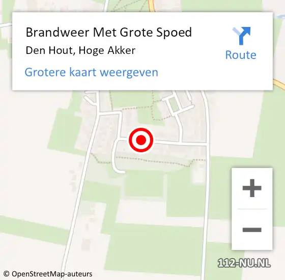 Locatie op kaart van de 112 melding: Brandweer Met Grote Spoed Naar Den Hout, Hoge Akker op 28 november 2018 20:06