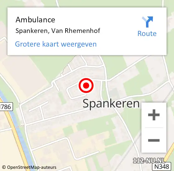 Locatie op kaart van de 112 melding: Ambulance Spankeren, Van Rhemenhof op 28 november 2018 20:09