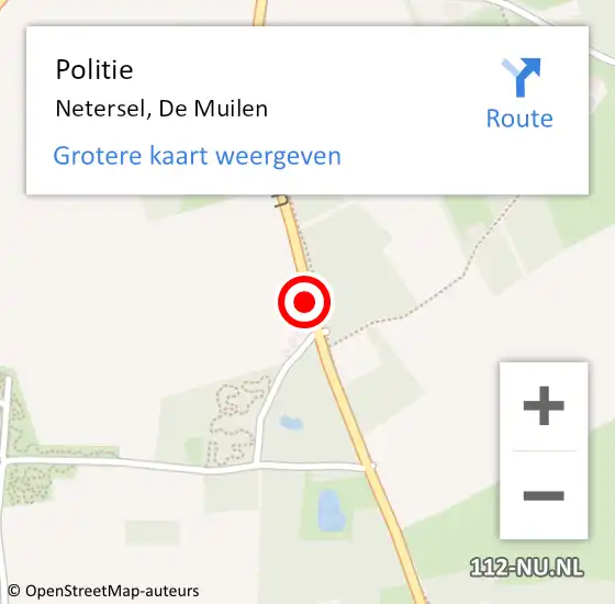 Locatie op kaart van de 112 melding: Politie Netersel, De Muilen op 28 november 2018 20:15