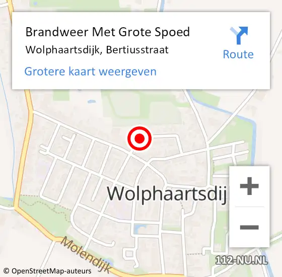 Locatie op kaart van de 112 melding: Brandweer Met Grote Spoed Naar Wolphaartsdijk, Bertiusstraat op 28 november 2018 20:40