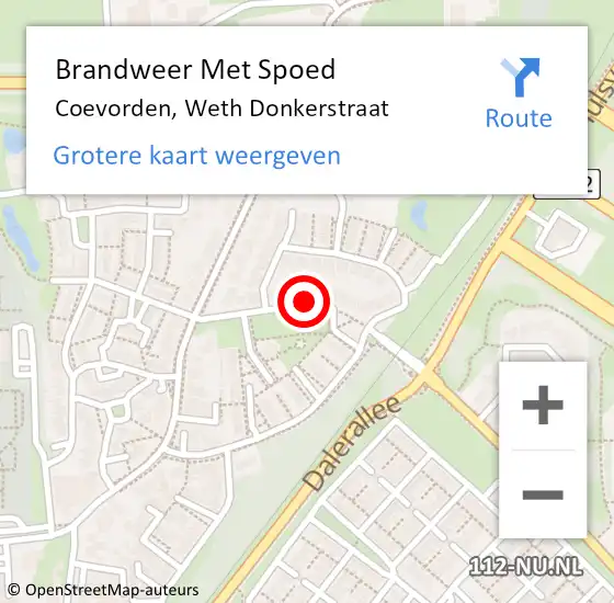 Locatie op kaart van de 112 melding: Brandweer Met Spoed Naar Coevorden, Weth Donkerstraat op 28 november 2018 20:46