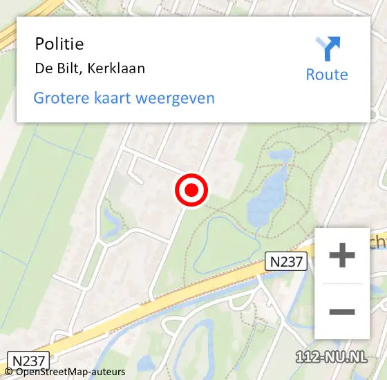 Locatie op kaart van de 112 melding: Politie De Bilt, Kerklaan op 28 november 2018 20:52