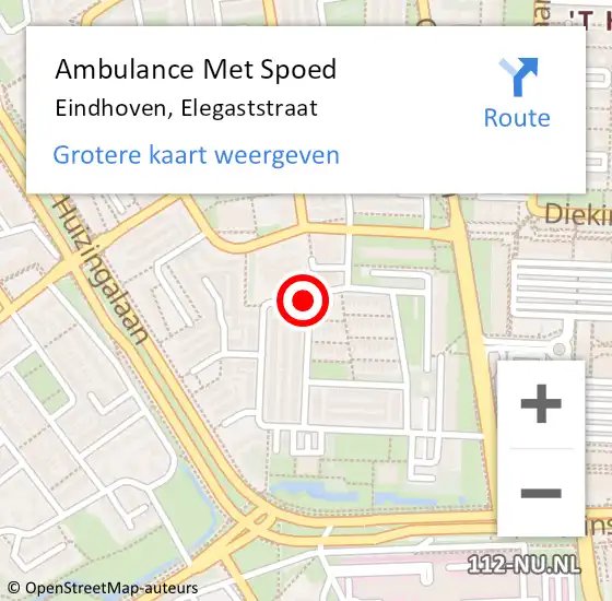 Locatie op kaart van de 112 melding: Ambulance Met Spoed Naar Eindhoven, Elegaststraat op 28 november 2018 23:15