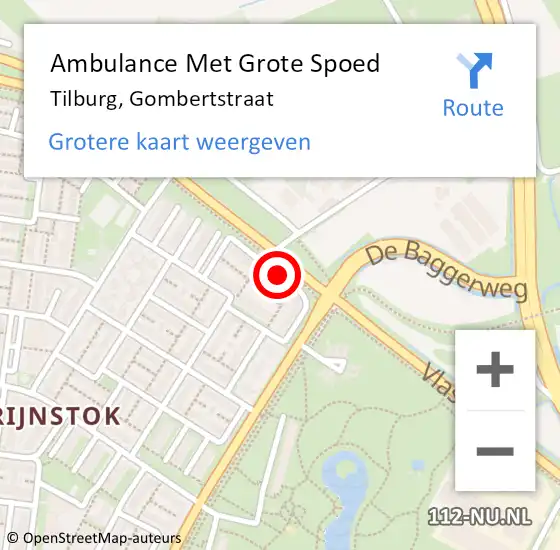 Locatie op kaart van de 112 melding: Ambulance Met Grote Spoed Naar Tilburg, Gombertstraat op 29 november 2018 02:58