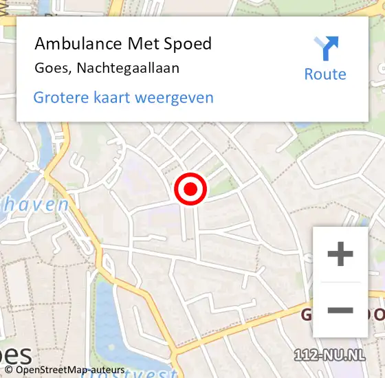 Locatie op kaart van de 112 melding: Ambulance Met Spoed Naar Goes, Nachtegaallaan op 29 november 2018 03:21