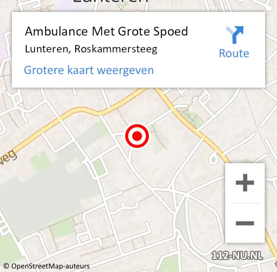 Locatie op kaart van de 112 melding: Ambulance Met Grote Spoed Naar Lunteren, Roskammersteeg op 29 november 2018 06:37