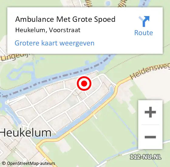 Locatie op kaart van de 112 melding: Ambulance Met Grote Spoed Naar Heukelum, Voorstraat op 29 november 2018 06:53