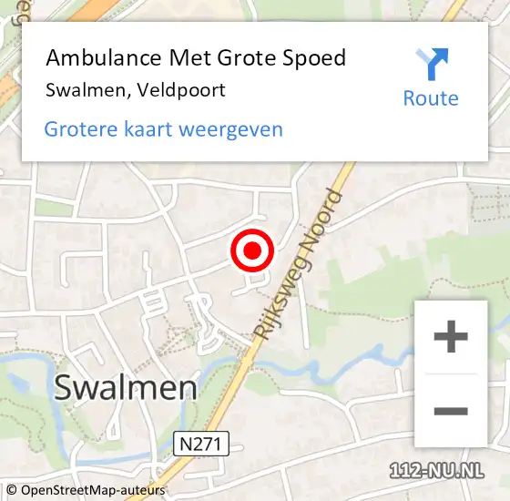 Locatie op kaart van de 112 melding: Ambulance Met Grote Spoed Naar Swalmen, Veldpoort op 29 november 2018 07:02