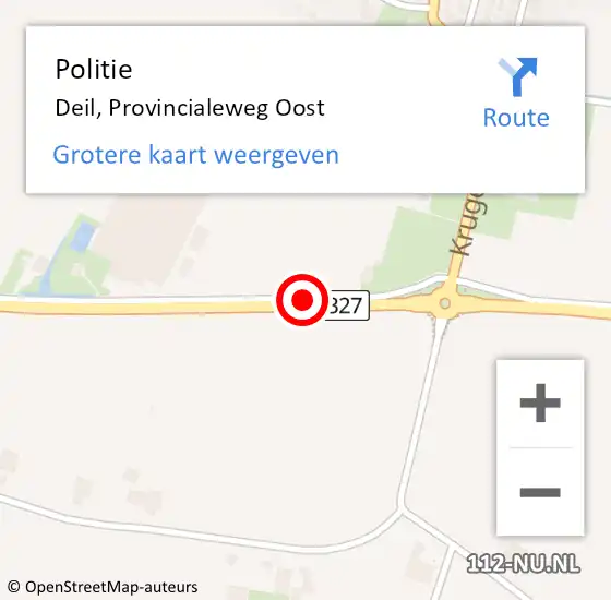 Locatie op kaart van de 112 melding: Politie Deil, Provincialeweg Oost op 29 november 2018 08:03