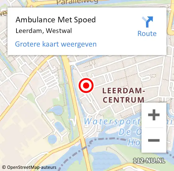 Locatie op kaart van de 112 melding: Ambulance Met Spoed Naar Leerdam, Westwal op 29 november 2018 08:39